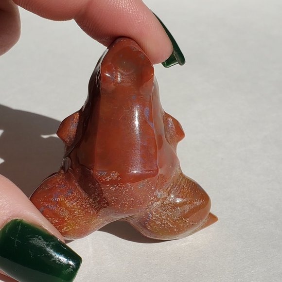 Carved Red Ocean Jasper Frog - Picture 5 of 6